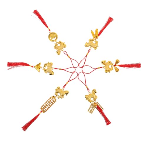Holibanna 6 Stück Teiliges Neujahrs Hängependel Glücksbringer Pferdefiguren mit Roten Quasten Dekoration für Büro und Zuhause Traditionelle Frühlingsfest Ornamente von Holibanna