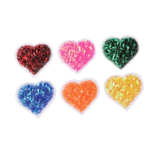 Holibanna 6 Stück Teiliges Pailletten Herz Aufnäher mit Stickerei Selbstklebend DIY Stoff Applikationen für Kleidung Taschen Hüte und Schuhe Vielseitige Accessoires für Jacken und Jeans von Holibanna