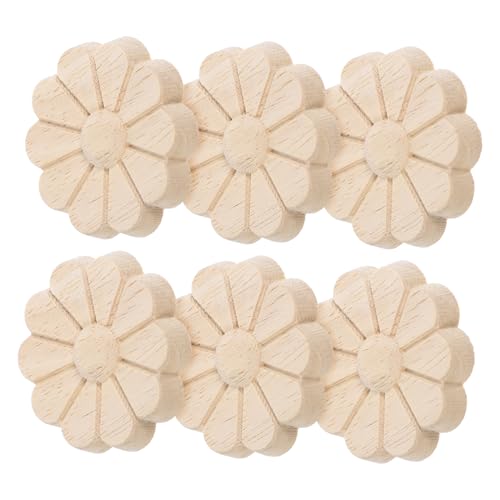 Holibanna 6 Stück Teiliges Runde Holzornamente aus Massivem Holz Detaillierte Blumenreliefs Vielseitige Möbelapplikationen für Schränke Eleganter Holzschnitzerei dekor zur von Holibanna