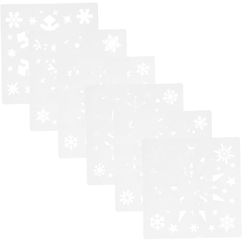 Holibanna 6 Stück Teiliges Schneeflocken Schablonen Langlebigem Wiederverwendbare Malvorlagen für DIY Bastelprojekte Fenster und Wanddekoration Geeignet für Heimdeko und Kreative von Holibanna