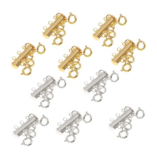 Holibanna 6 Stück Teiliges Set Magnetverschluss Brass Slide Lock und Jump Rings für Mehrsträngige Schmuckverbindungen Gold und Silber für DIY Armbänder und von Holibanna