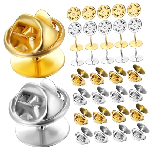 Holibanna 60 Sätze Schmucknadel Set Wohnung Hutstifte Stifte mit Rücken Emaille Unterstützungen Stiftverriegelung zurück Broschen-Pin-Abzeichen-Rückseiten Metall-Pin-Backs-Halter Kupfer von Holibanna