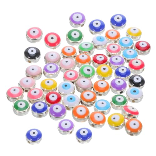 Holibanna 60 Stück Flache Runde Resin Evil Eye Perlen Bunte Schutzperlen für Diy Schmuckherstellung Armbänder Halsketten Ohrringe Schlüsselanhänger Bastelprojekte von Holibanna