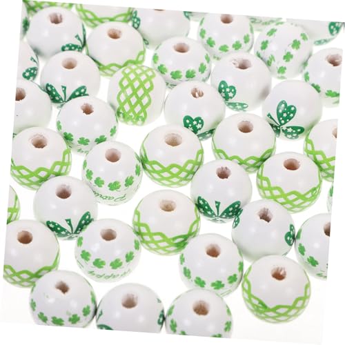 Holibanna 60 Stück Halskette Perlen vier Blattperlen Party Dekorationen Saint Patricks Tag st patricks runde perlen holzperlen selber machen irische Perlen Holzperlen für Handwerk Hellgrün von Holibanna
