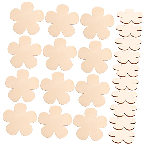Holibanna 60 Stück Holzblumen Holzscheiben für Diy Bastelprojekte Unvollendete Holzstücke zur Valentinstagsdekoration Tischdeko und Kinderprojekte von Holibanna