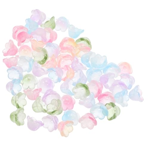 Holibanna 60 Stück Teiliges Bunte Glasblumen perlen mit Anhänger für DIY Schmuckherstellung Leichte Farbverlaufene Blüten charms für Armband Halskette Ohrringe Handliche Bastelperlen für von Holibanna