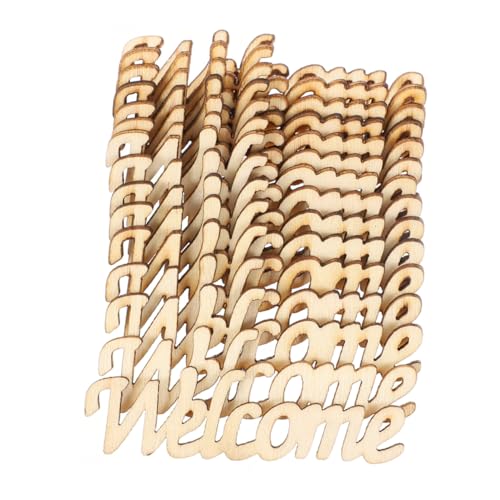 Holibanna 60Stücke Holzverzierungen für DIY Projekte Unfertige Hölzerne Willkommenswörter zum Basteln Kreative Holzstücke für Dekorationen und Beschriftungen von Holibanna