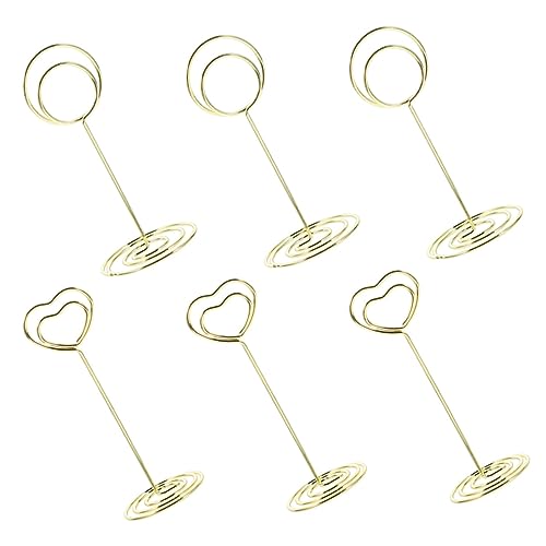 Holibanna 6Stücke Metallkartenhalter Picks Fotohalter Clipständer Für Tischnummern Hochzeit Partys Dekorative Bildhalter Mit Stabilem Sockel Und Herzform von Holibanna