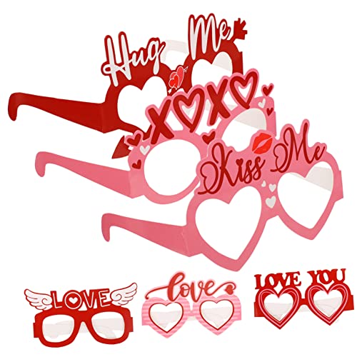Holibanna 6st Valentinsbrille Rot Rosa Geschenke Für Erwachsene Party Herz Brillen Valentinstag-dekor Brillenstütze Glitzer-herz-brille Mädchen Brillengestell Hochzeit Braut Papier von Holibanna
