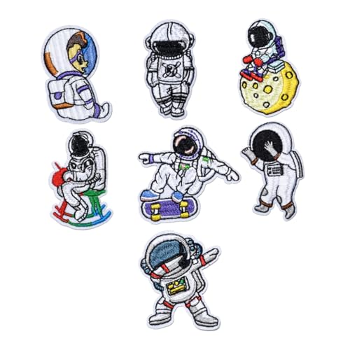 Holibanna 7 Stück Teiliges Set Cartoon Astronaut Aufnäher Bügelbare Diy Kleidung Patches zur Dekoration und Reparatur von Kleidung Kissen und Rucksäcken von Holibanna