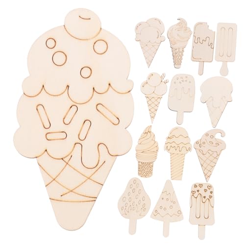 Holibanna 70 Stück DIY Holz Eiscreme Stücke Teiliges für Unbemalt für Bastelarbeiten und Malprojekte Kreative Sommerdekoration für Schule und Zuhause von Holibanna