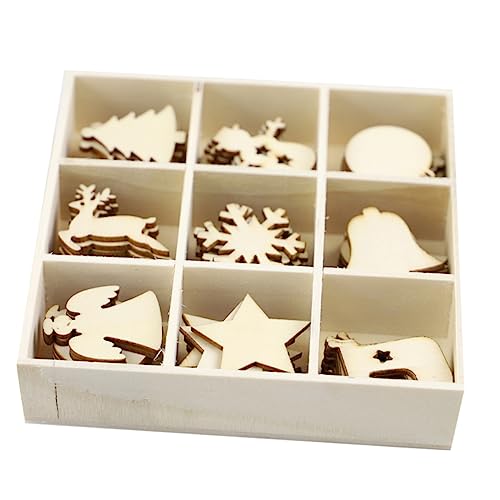 Holibanna 72 Stk. Teiliges Niedliche Holzanhänger für Weihnachtsdeko Handgefertigte DIY Mini Holzkunstwerke mit Glatten Kanten Verpackt in Fachbox Bemalbar Bastelset für Familie von Holibanna