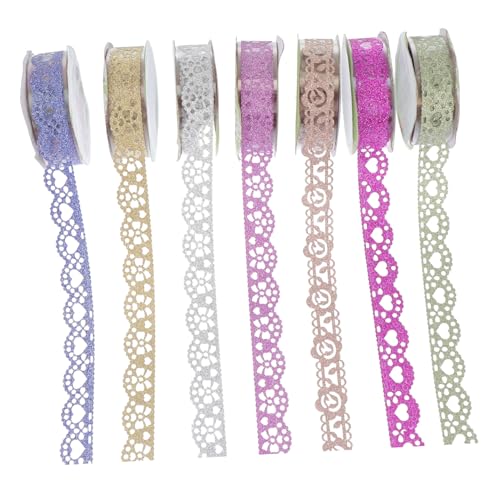 Holibanna 7Rollen Glitzerndes Spitzenband Selbstklebendes Dekoratives Klebeband für DIY Handwerk Scrapbooking Geschenkverpackung Bastelprojekte mit Einzigartigem Glitzereffekt von Holibanna