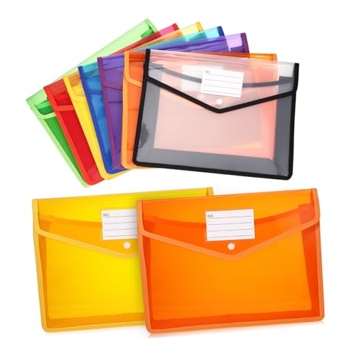 Holibanna 7Stücke Dokumentenmappe Transparente Aktentaschen mit Knopfverschluss und Etikettentasche Erweiterbarer Dokumenten Organizer für Büro und Zuhause von Holibanna
