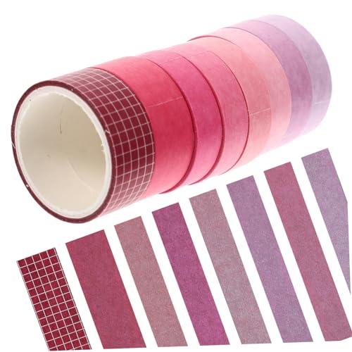 Holibanna 8 Rollen Washi-Tape Scrapbook-DIY-Klebebänder Streifen Pastell farbig Papier Klebeband Scrapbooking Tape Klebeband für Scrapbooking Washi Tape Washi -Bänder Flüsterpapier Rotwein von Holibanna