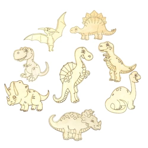 Holibanna 8 Stück Teiliges Dinosaurier Holz Bastelset Unbemalt Naturbelassene Diy Holzteile für Teens Fein Verarbeitet Kindgerecht zum Bemalen und Dekorieren für Geburtstag und Feiertage von Holibanna