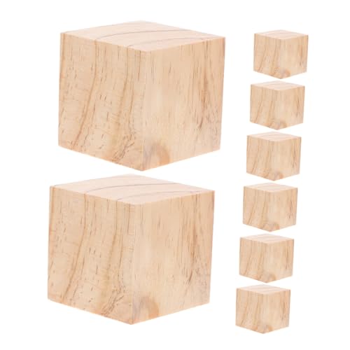 Holibanna 8 Stück Teiliges Naturbelassene Quadratische Holzwürfel aus Langlebigem Kiefernholz zum Basteln Schnitzen Stempeln und Dekorieren für DIY projekte und Shower Geschenkideen von Holibanna