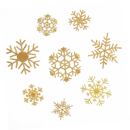 Holibanna 8 Stück Teiliges Schneeflocken Bügelbild Bestickte DIY Stoffapplikationen mit Kleberückseite Langlebige Schneeflocken Patches zum Aufnähen und Aufbügeln für Kleidung und von Holibanna
