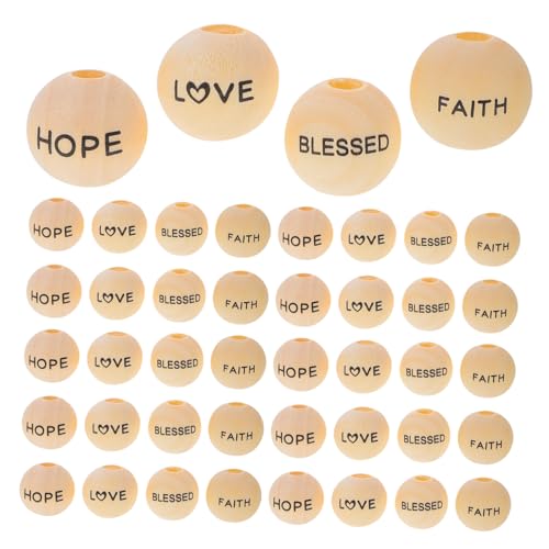 Holibanna 80 Stück Holzperlen mit Aufgedruckten Segenswörtern Love Hope Blessed Faith DIY Schmuckperlen für Armbänder Spacer Perlen Dekorative Bastelperlen Langlebig Einfach Auffädelbar von Holibanna