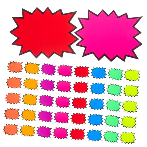 Holibanna 80 Stück Sonderpreisschilder Für Einzelhandelsgeschäfte, Leere Papieretiketten Für Hofverkäufe, Fluoreszierende Burst-schilder Für Rabatte Und Garagenverkaufsschilder Für von Holibanna