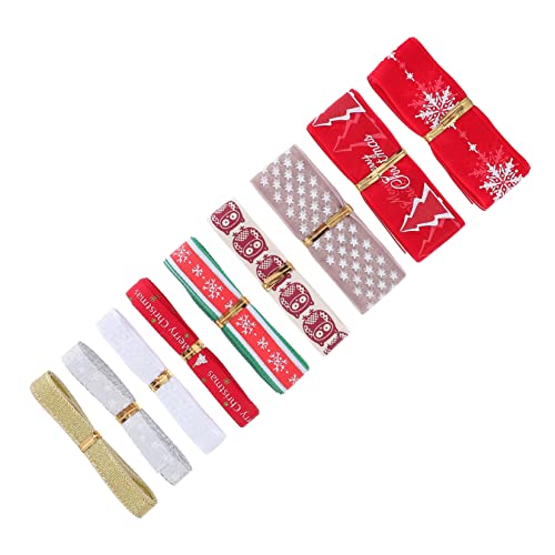 Holibanna 9 Rollen Weihnachts Geschenkband mit Stern und Schneeflockenmotiven Dekobänder für DIY Basteln Geschenkverpackung und Festliche Weihnachtsdeko Gemischte Farben von Holibanna