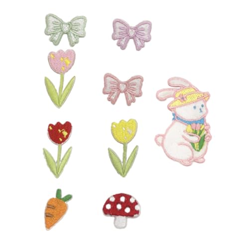 Holibanna 9 Stück Bestickte Stoffflicken Zum Aufnähen Auf Babyzimmer Cartoon Hasen Kleidungsflicken Zum Aufbügeln Stickerei Patch Bügelflicken Für Kleidung Bunte Plüschstoffe von Holibanna