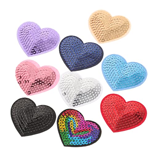 Holibanna 9 Stück Pailletten -Stoffetikett Love Tuch Patch Jeans-Patch Kunsthandwerk nähen Rucksäcke Flicken für Bekleidung Party gestickte Aufnäher Patches mit Herzapplikationen Polyester von Holibanna