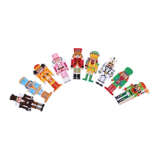 Holibanna 9 Stück Stickaufkleber Weihnachtstransfers Zum Aufbügeln Weihnachts-aufnäher Zum Aufbügeln Für Damen Weihnachtsapplikationen Hut-patch Nussknacker-aufnäher Zum Aufbügeln Polyester von Holibanna