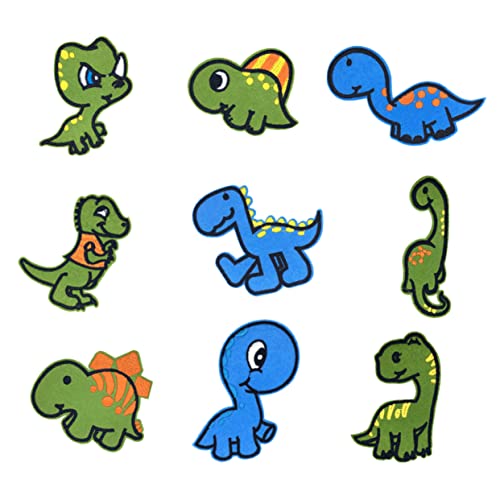 Holibanna 9 Stück Teiliges Dinosaurier Aufnäher Cartoon Stoffpatches für DIY Kleidung Jeans und Taschen Bestickte Applikationen zur Dekoration und Reparatur Farbenfrohe Designs von Holibanna