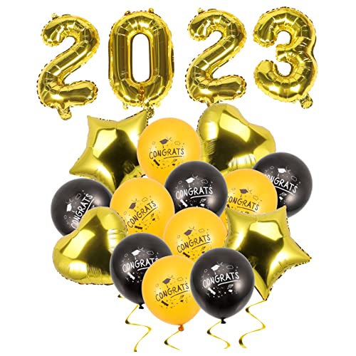 Holibanna Abschlussfeier Dekoration Ballon mit Geformten Luftballons Schwarz und Gold Partydeko für Schulabschluss Fotohintergrund Leicht Hängbar an Wänden und Fenstern von Holibanna