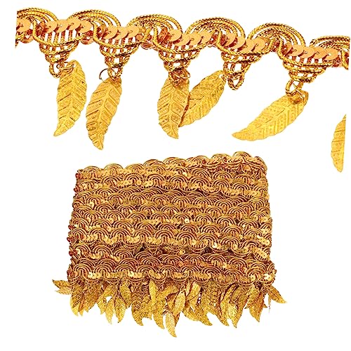 Holibanna Blattform hängende Blech Party Paillette dekorativ DIY handwerk trimmen gefertigte Kleiderordnung zarter Kleidungsbesatz Kleidung Accessoire Kleidung trimmen Polyestergarn Golden von Holibanna