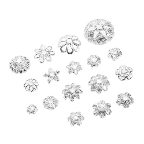 Holibanna Blumenförmige Perlenkappen Metall DIY Schmuckzubehör für Armbänder Ohrringe Glänzendes Silber Vielseitige Spacer Caps von Holibanna