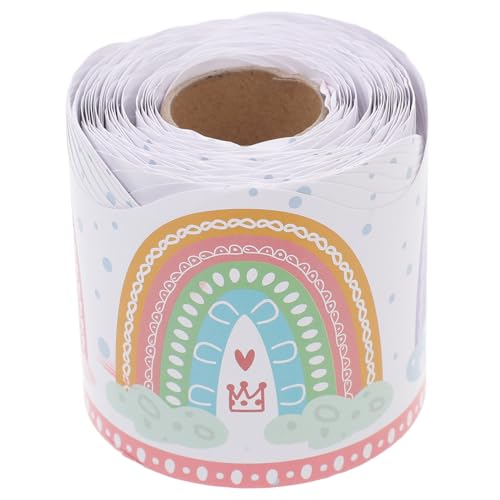 Holibanna Boho Pinnwand Bordüre mit Regenbogen Motiv Selbstklebender Gewellter für Klassenzimmerdekoration Vielseitig Einsetzbar Elegant Gestaltete Rainbow Borders Sticker für Bulletin Board von Holibanna
