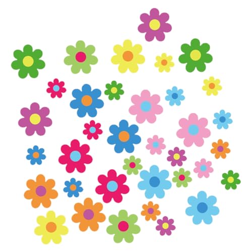 Holibanna Bunte Blumen Kartonausschnitte Stabile Pinnwand Dekorationen Blumen in Farben Inklusive Klebepunkte Kreative Frühlingsdeko für Klassenzimmer und Party von Holibanna
