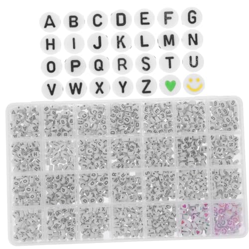 Holibanna DIY Buchstabenperlen Acryl Abstandshalter Designs Kreisbuchstabenperlen für Armbänder und Schmuckherstellung Leicht und Tragbar für Projekte von Holibanna