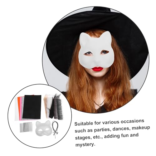 Holibanna DIY Katzenmasken Set mit Weichem Plüsch Selbstklebendem PVC und Netzstoff Handbemalte Tiermasken für Halloween Kostümparty Cosplay und Maskenbälle von Holibanna