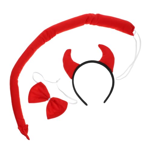 Holibanna Devil Horns Kostüm Set mit Stirnband Teufel und Schwarzer Fliege Bequemes Cosplay Zubehör für Halloween Karneval Bühnenauftritte und Kostümpartys von Holibanna