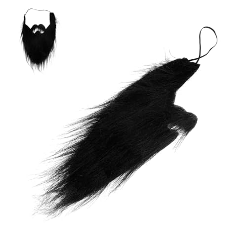 Holibanna Falscher Bart Cosplay Gefälschter Bart Perücke Maske Verrückt Nieten Falscher Schnurrbart Kragen Aufblasbares Kostüm Hammelfleisch Meeräsche Schnurrhaare Lustig Black Plüschstoff von Holibanna