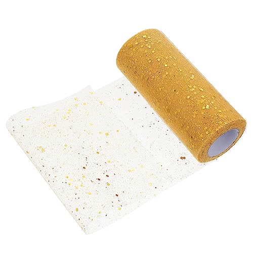 Holibanna Glänzendes Sequin Tüllband Goldener Netzstoff mit Hexagon Pailletten Hautfreundlich Reißfest für DIY Dekoration Haarschmuck Tutu Rock und Partydeko von Holibanna