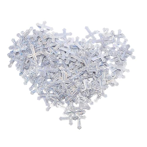 Holibanna Glitzernde Kreuz-konfetti Tischdeko Silber Langlebige Plastikstreuung für Taufe Kommunion Babyparty Geburtstag Einfache Anwendung Festlicher Glanz für Religiöse Feierlichkeiten von Holibanna