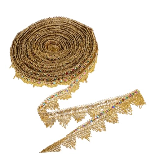 Holibanna Goldene Spitzenborte mit Pailletten für DIY Basteln Vielseitiges Spitzenband für Hochzeitskleider Blumensträuße und Heimdekoration Einfach Zuschneidbar Luxuriöses Nähzubehör von Holibanna