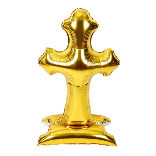 Holibanna Goldener Kreuz Folienballon für Ostern und Taufe Großes Party Deko Element Vielseitig als Geburtstags Luftballon Perfekter Fotorequisit für Festliche Anlässe von Holibanna