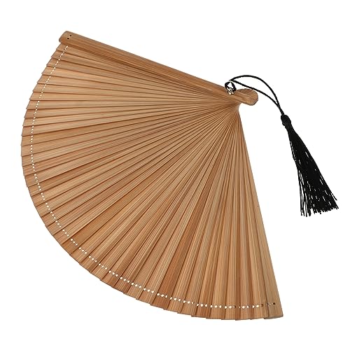 Holibanna Handgefalteter Bambusfächer mit Quaste und Hülle Klassischer Retro für Tanzaufführungen Heimdekoration und für Freunde Zufällige Farbe von Holibanna