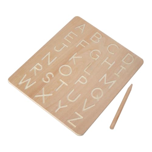 Holibanna Holz Alphabet und Zahlen Übungsbrett Doppelseitig Montessori Schreibtafel für Feinmotorik Pädagogisches Lernspielzeug aus Sicherem Buchenholz von Holibanna