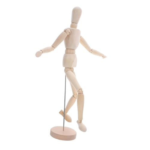 Holibanna Holzfigur Modell mit Flexiblen Gelenken Bemalbarem Körper und Stabilem Sockel Menschliche Schaufensterpuppe für Zeichnung Dekoration und Künstlerische Bildung von Holibanna
