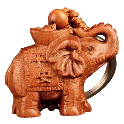 Holibanna Holzgeschnitzter Elefant Schlüsselanhänger Aus Hochwertigem Holz Dekorativer Anhänger Für Taschen Und Autos Handgefertigte Dekoration Glücksbringer von Holibanna