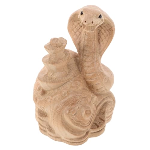 Holibanna Jahr der Schlange Holzfigur Feng Shui Schlange Geschnitzt Glücksbringer Dekoration Chinesische Lunarjahres Skulptur Wohnkultur Kleines Holzkunstwerk von Holibanna
