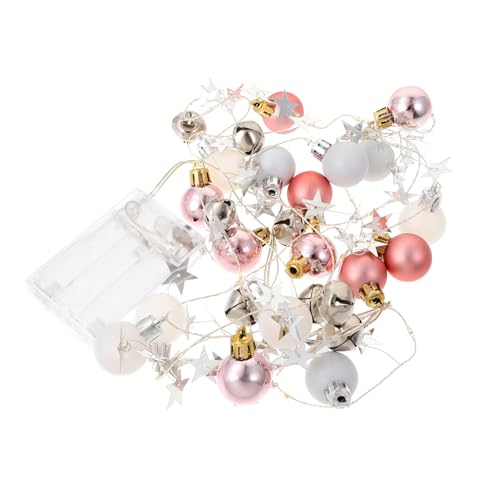 Holibanna LED Lichterkette Weihnachtsdekoration LED Warmweiß Kugel Glocke Design Batteriebetrieben ohne Batterie für Party und Festbeleuchtung Rosa Weiß von Holibanna