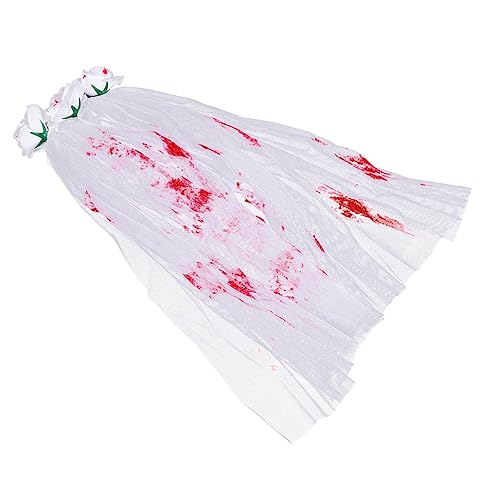 Holibanna Langer Halloween Schleier mit Kamm Blutroter Gothic Schleier Kostümzubehör für Party Karneval Cosplay und Verkleidung von Holibanna