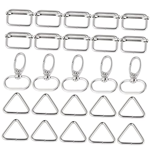 Holibanna Metall Schlüsselanhänger Set mit Rotations Oval Schnallen Gleitschnallen Dreiecksschnallen für Handtaschen und Diy Projekte Langlebiges Zubehör Silber von Holibanna
